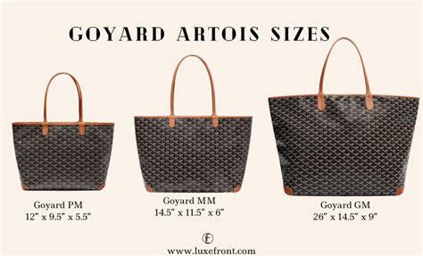 goyard artois tote sizes|Goyard Artois pm price.